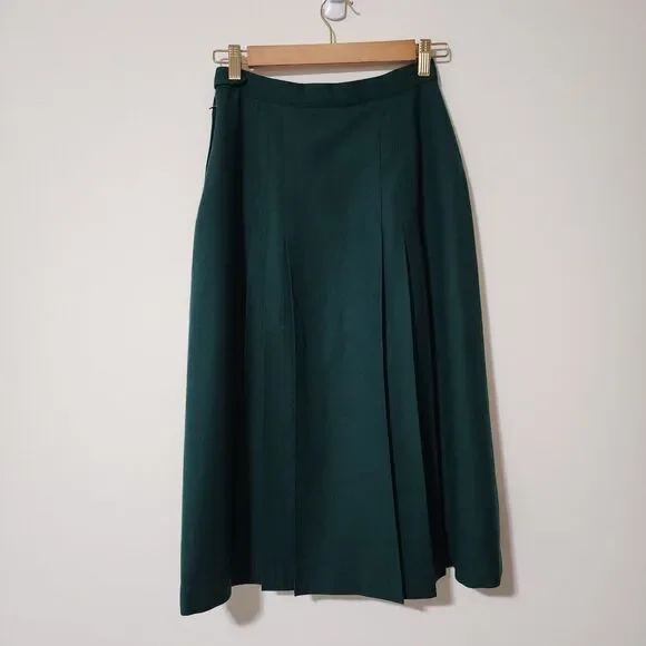 Vintage Charter Club Petites by Jane Justin Womens Wool Skirt Suit Green Size 4P - Picture 10 of 13